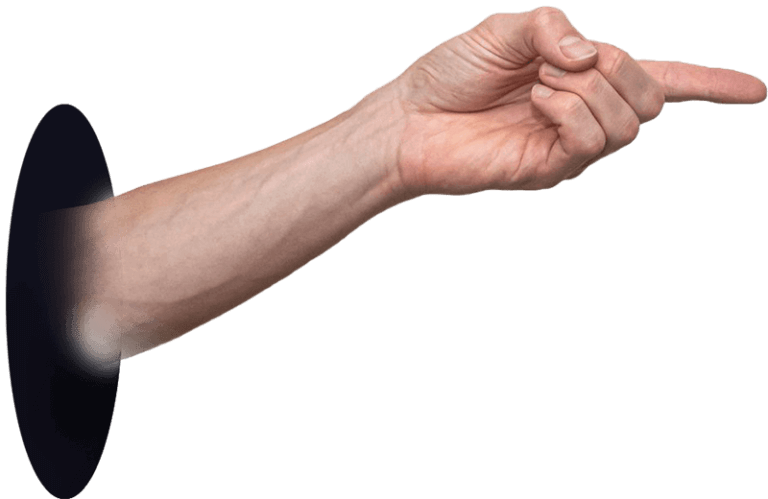 Vinger wijzend naar rechts