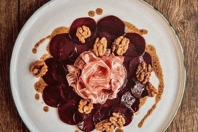 Oesterstout-Rode biet met pancetta